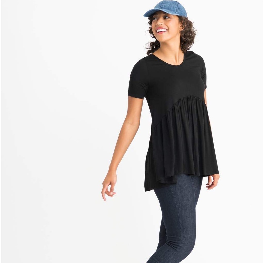 Agnes & Dora Muse Top Black Soft Knit Modal New With Tags